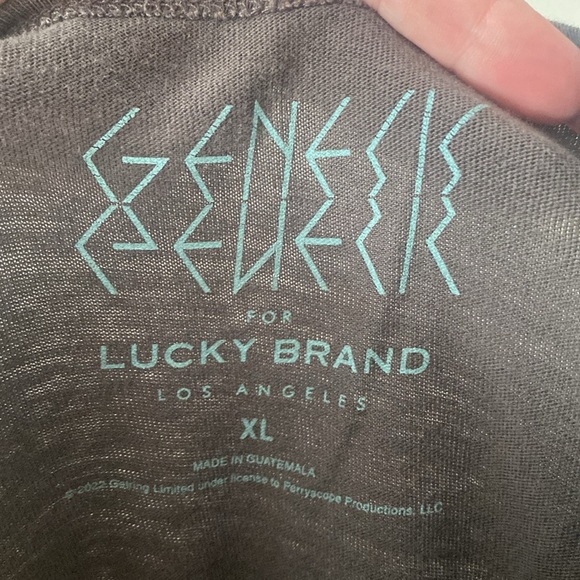 Lucky Brand Genesis Distressed Baseball Long Sleeve Tee Brown & Blue Sz XL NWOT - Picture 8 of 8